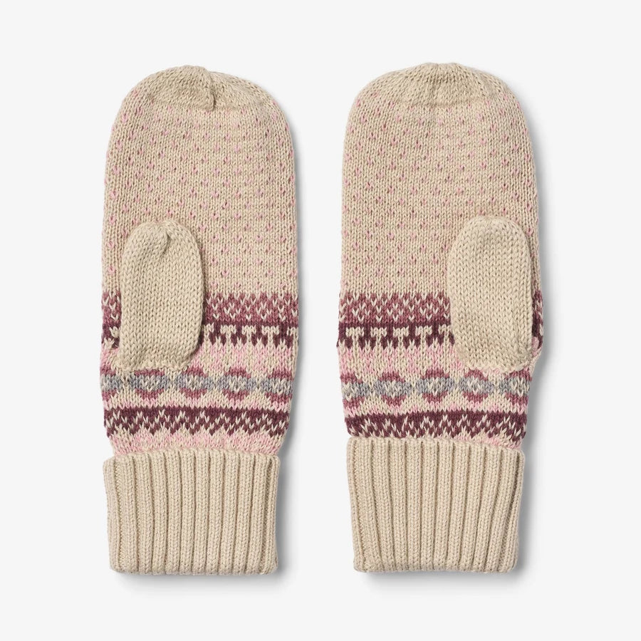 Wheat Jacquard Mittens Cotta