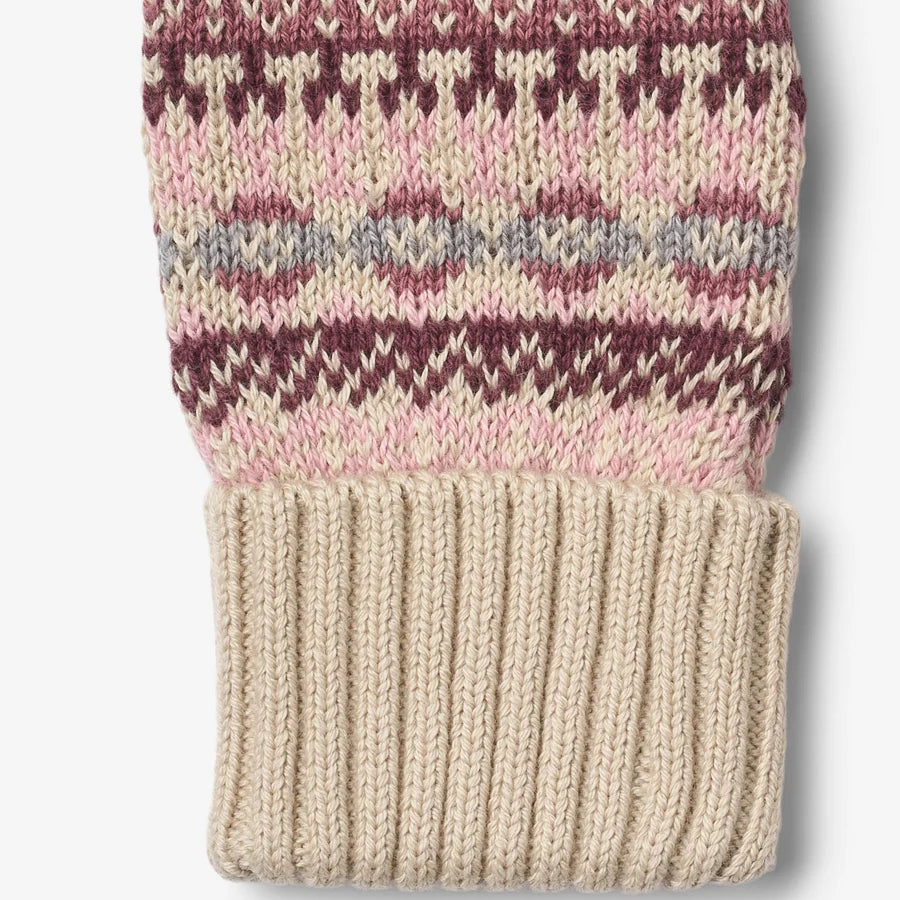 Wheat Jacquard Mittens Cotta