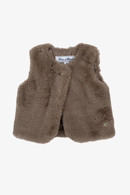 Tartine et Chocolat Gilet Fourrure 1 - Chataigne