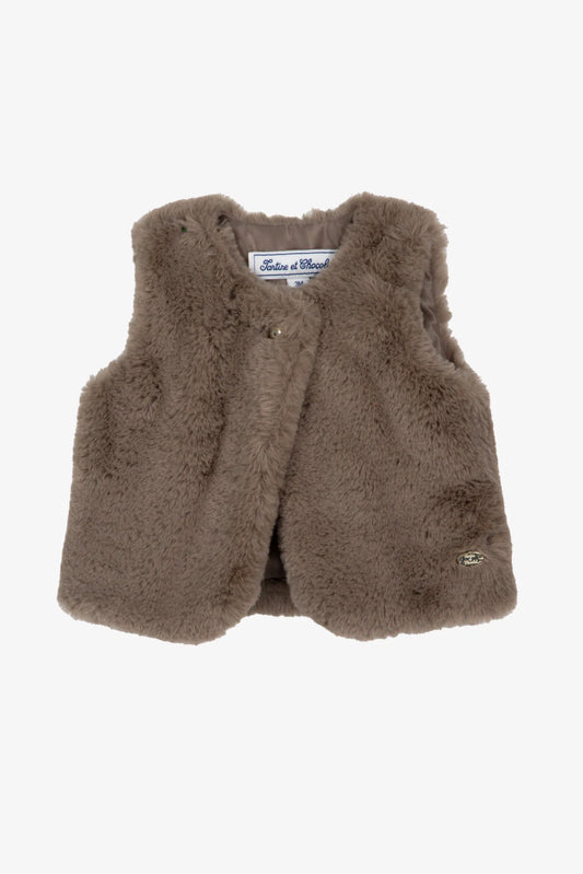 Tartine et Chocolat Gilet Fourrure 1 - Chataigne