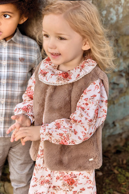 Tartine et Chocolat Gilet Fourrure 1 - Chataigne