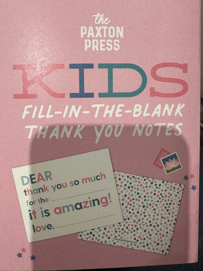 Kids Fill in the Blank Thank You Notes