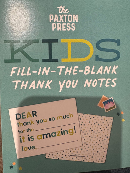 Kids Fill in the Blank Thank You Notes