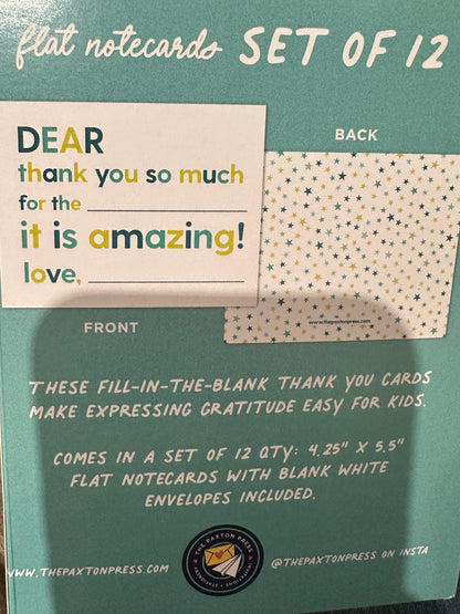 Kids Fill in the Blank Thank You Notes