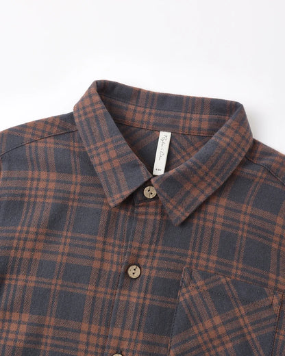 Rylee + Cru Collared Long Sleeve Shirt Midnight Plaid