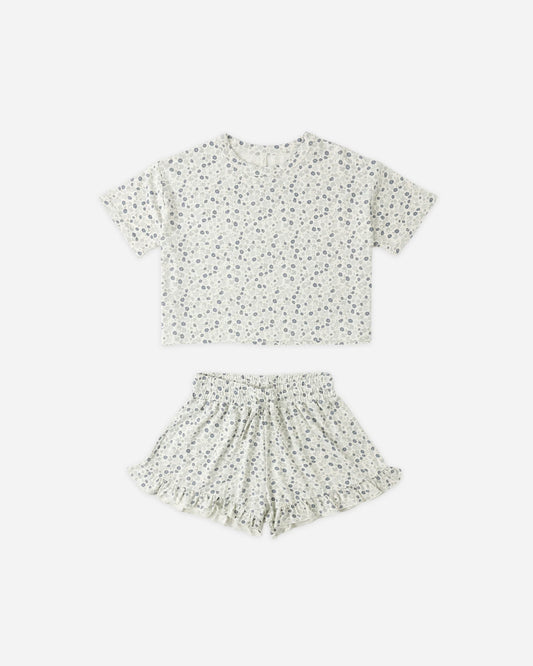 Rylee + Cru  Mosie Set Blue Ditsy