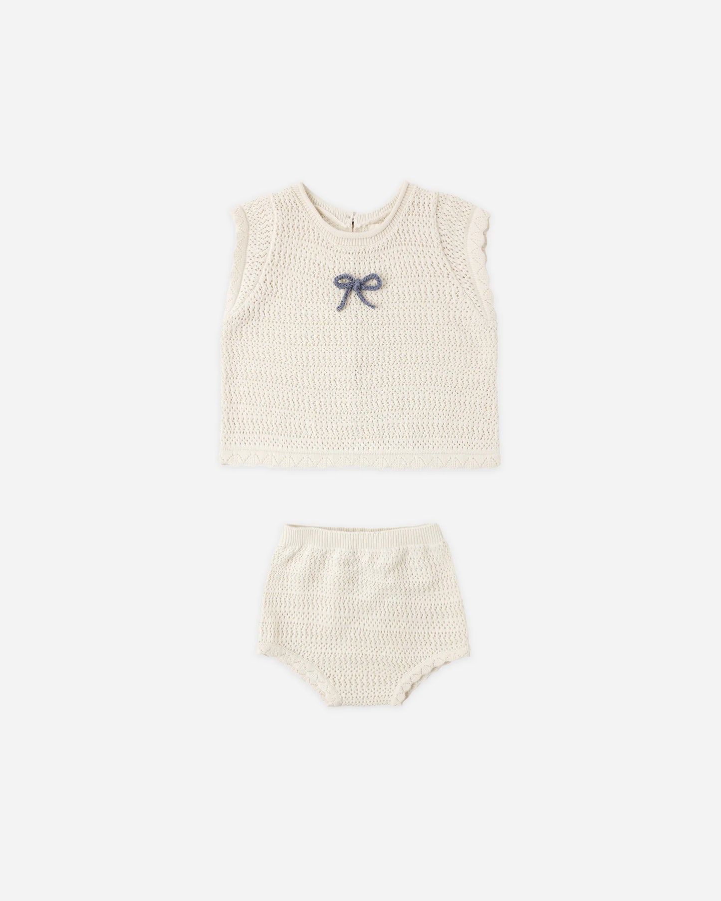 Rylee + Cru  Scallop Knit Baby Set Natural