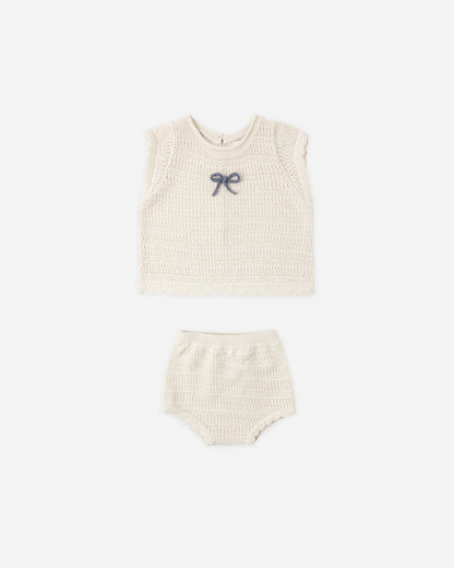 Rylee + Cru  Scallop Knit Baby Set Natural