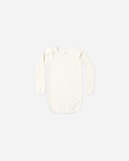 Rylee + Cru Ruffle Bodysuit Natural