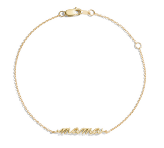 14K Gold Script Mama Bracelet