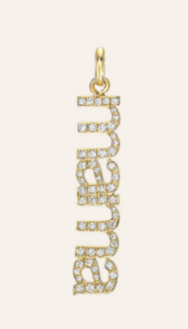 14K Gold Vertical Mama Necklace with no Diamonds