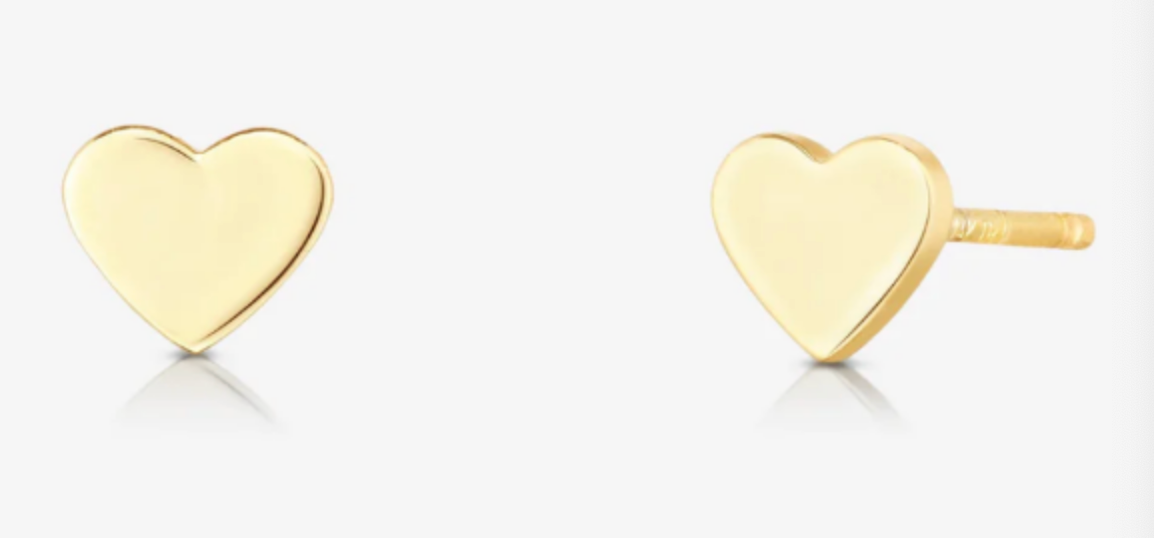 14K Gold Heart Studs