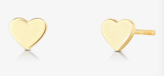 14K Gold Heart Studs