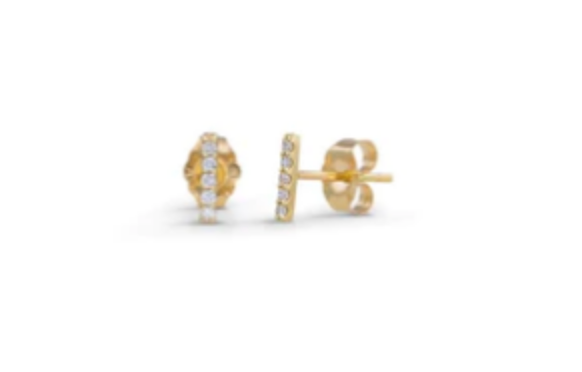 14K Gold Diamond Bar Earrings