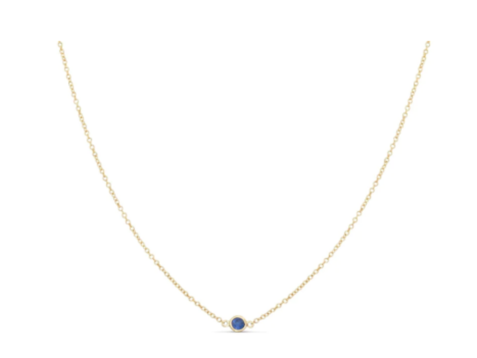 14K Gold Solitaire Gemstone Necklace