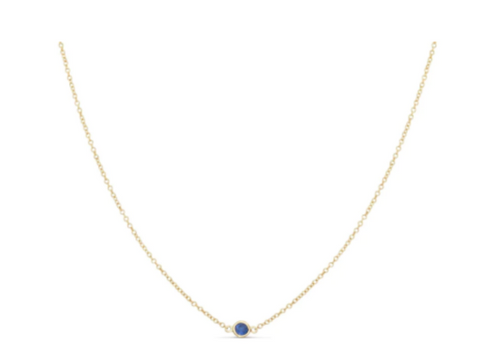 14K Gold Solitaire Gemstone Necklace