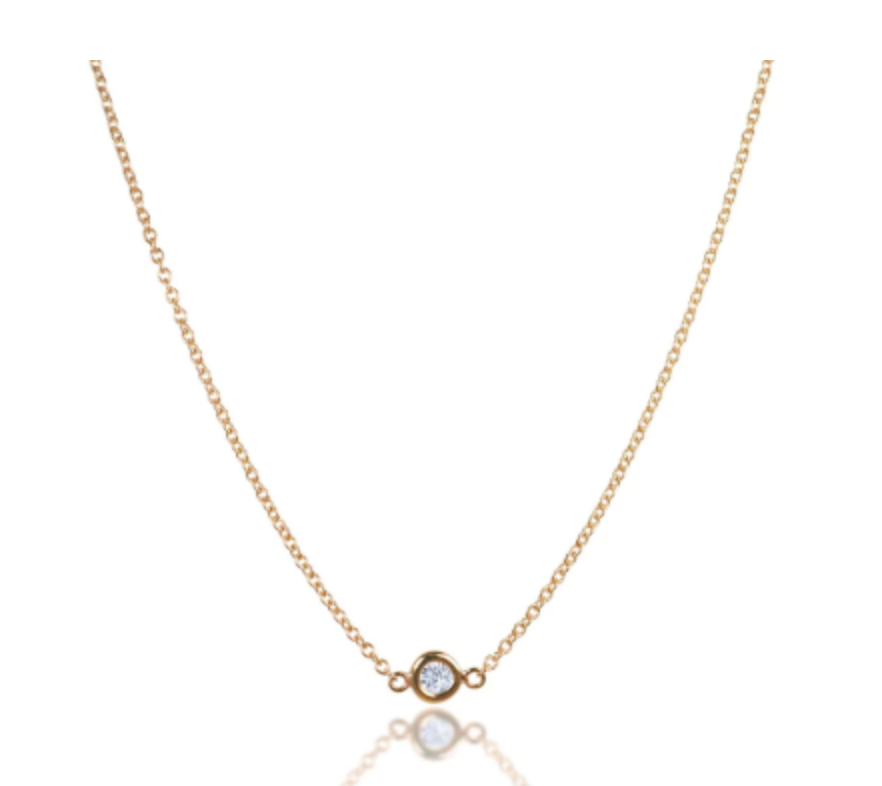 14K Gold Solitaire Diamond Necklace