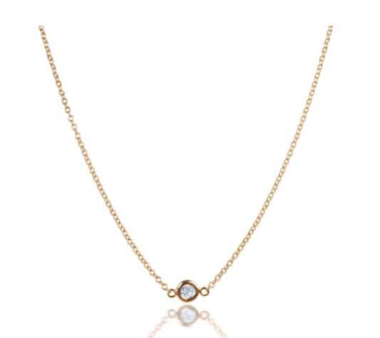 14K Gold Solitaire Diamond Necklace