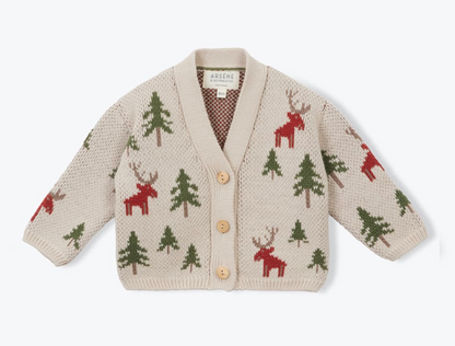 Arsene & Les Pipelettes Baby Jacquard Pine Cardigan