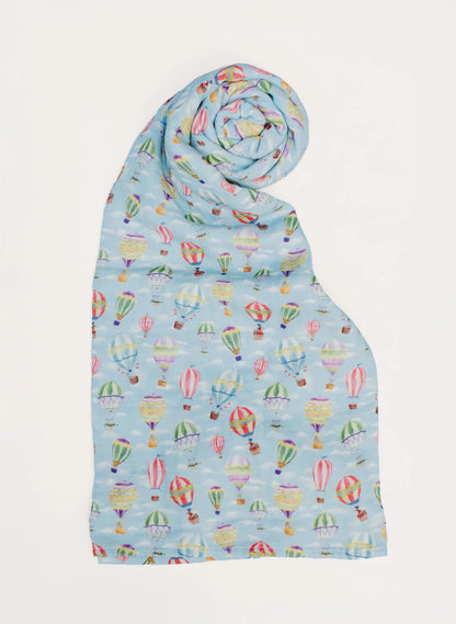 Timo & Violet Shawl Blanket - Up Up & Away Light Blue Multi