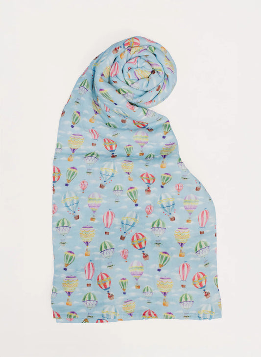 Timo & Violet Shawl Blanket - Up Up & Away Light Blue Multi