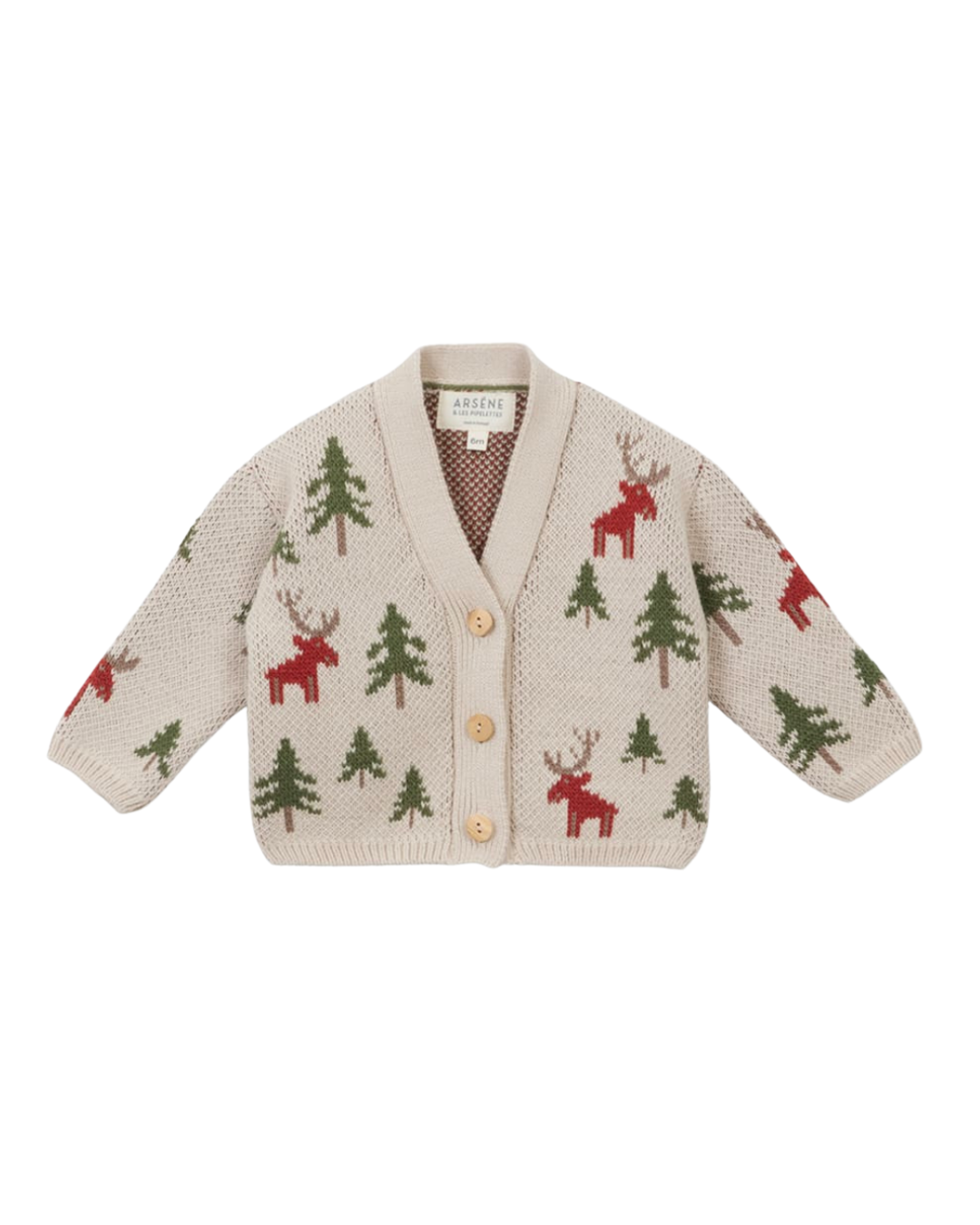 Arsene & Les Pipelettes Baby Jacquard Pine Cardigan