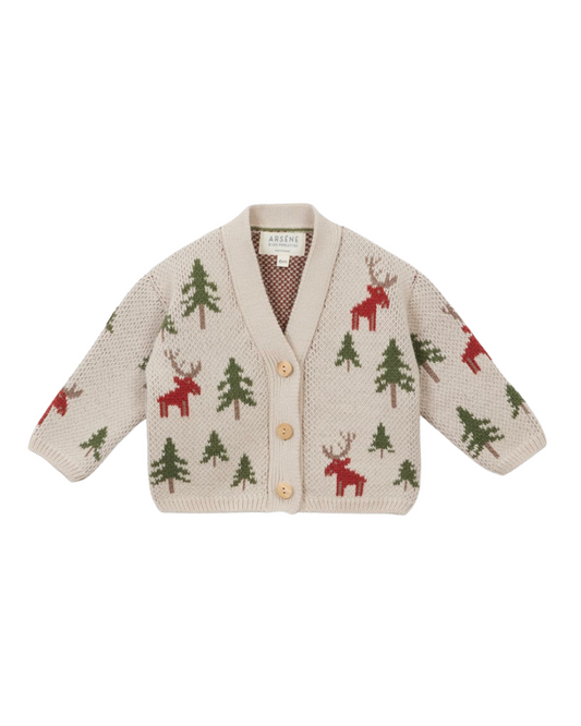 Arsene & Les Pipelettes Baby Jacquard Pine Cardigan