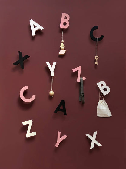 Living Refinery - Rock & Pebble - Alphabet Soup Wall Hooks - ABC (Rose)