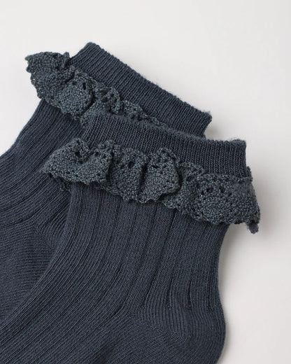 Rylee + Cru Lace Trim Socks, 2-Pack Fawn, Midnight