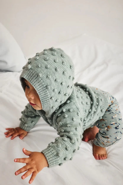 Misha & Puff Baby Hooded Popcorn Cardigan
