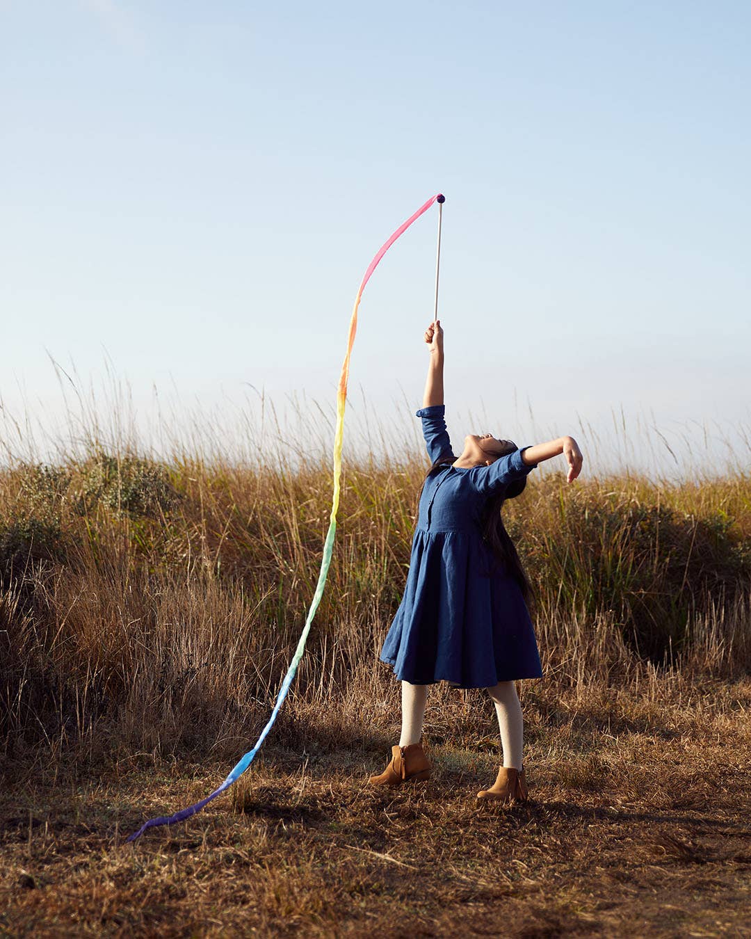 Sarah’s Silks - Rainbow Silk & Wood Streamer - Wand for Pretend Play