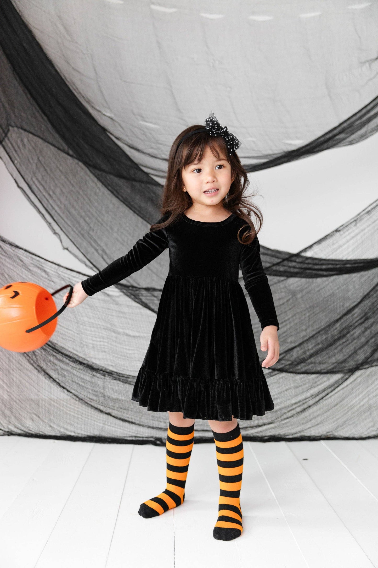 Little Stocking Co. - Orange/Black Striped Knee High Socks