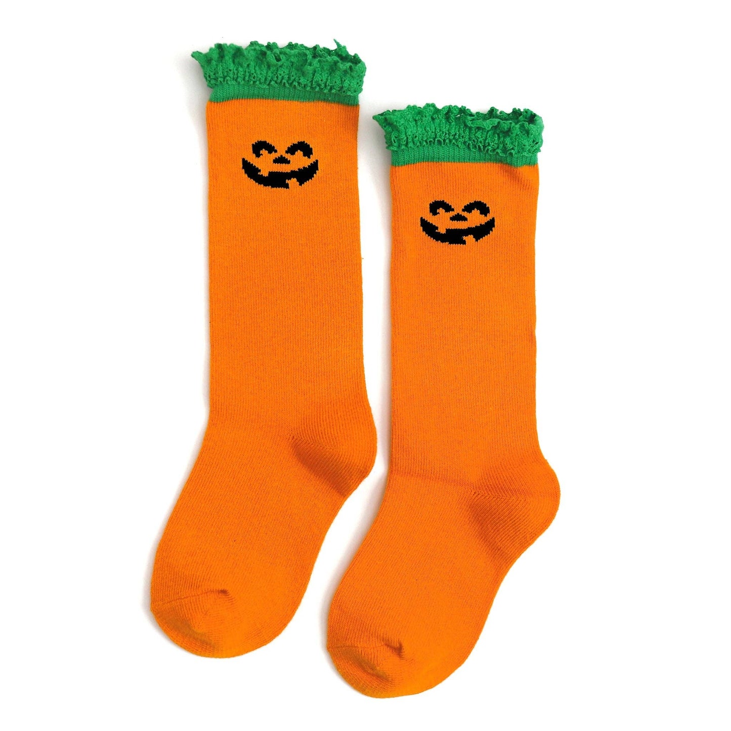 Little Stocking Co. - Jack-O-Lantern Lace Top Knee High Socks