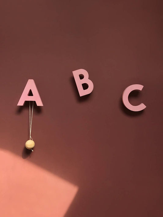 Living Refinery - Rock & Pebble - Alphabet Soup Wall Hooks - ABC (Rose)