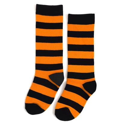 Little Stocking Co. - Orange/Black Striped Knee High Socks