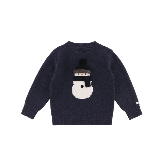 Donsje Denn Merino Wool Sweater Snowman Blue