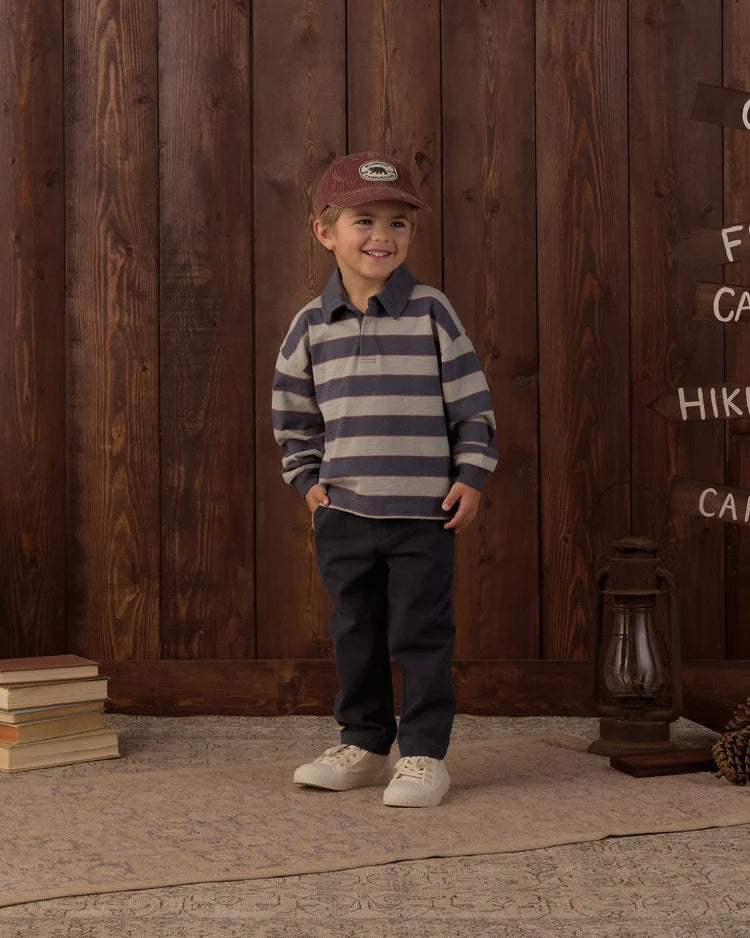 Rylee + Cru Rugby Polo Sage Stripe