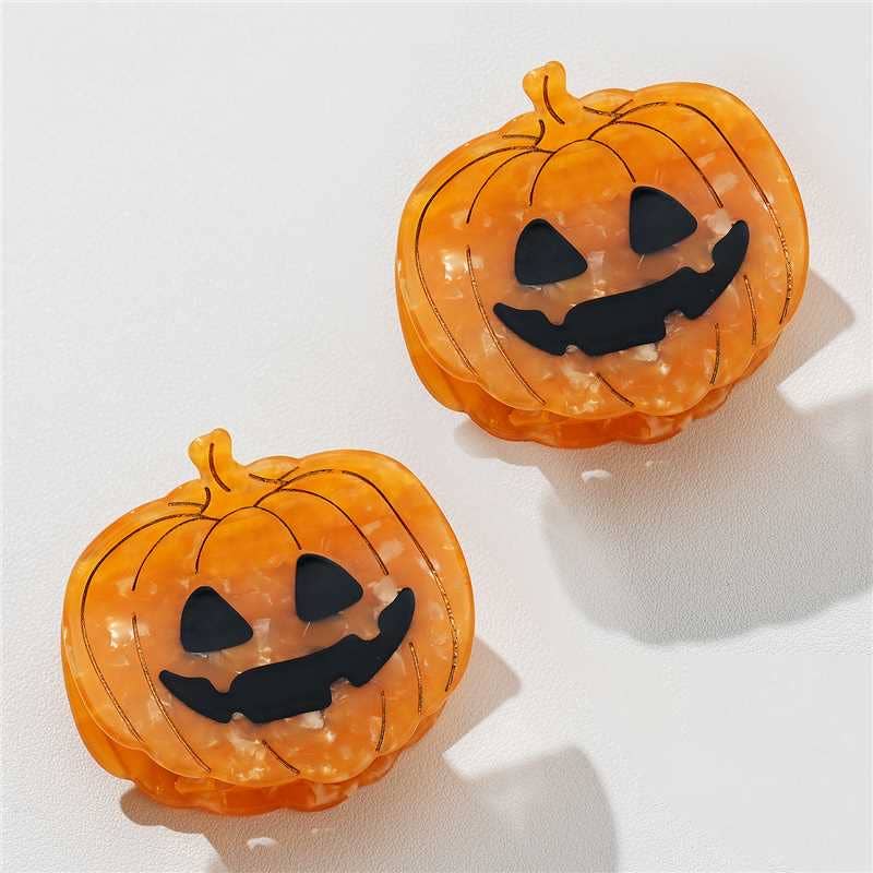 Adorro - Jack O Lantern Pumpkin Claw Clip - Large