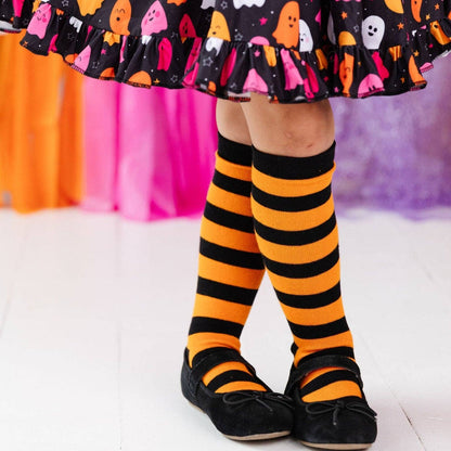 Little Stocking Co. - Orange/Black Striped Knee High Socks