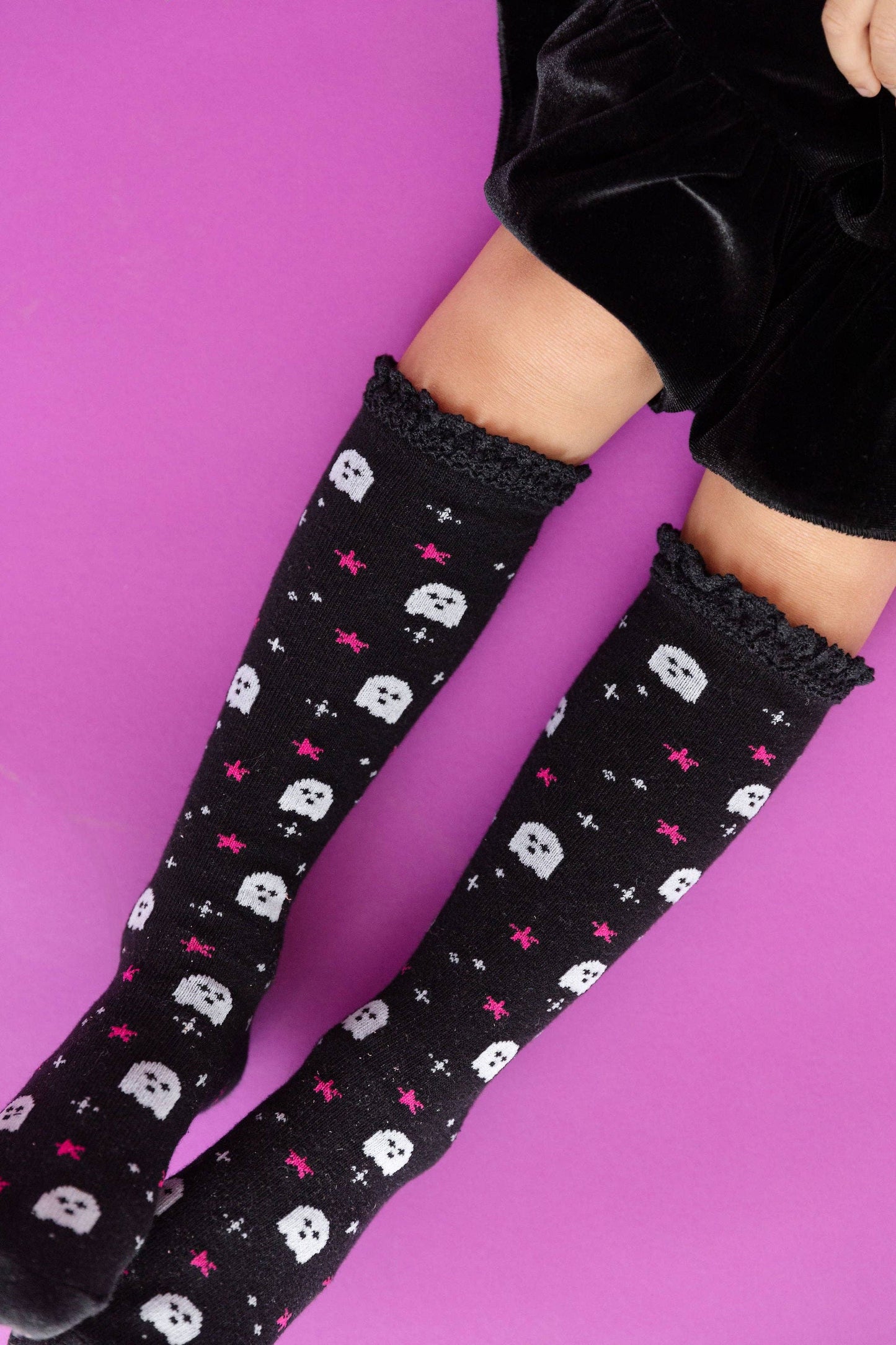 Little Stocking Co. - Ghouly Girl Lace Top Knee High Socks