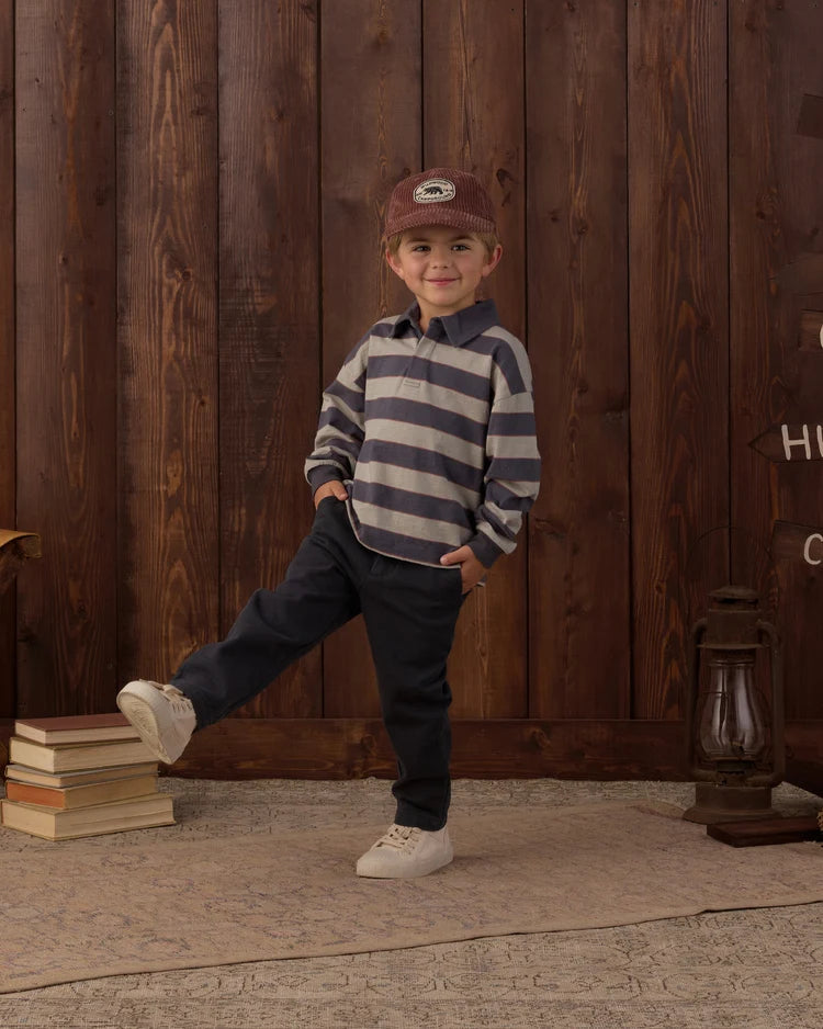Rylee + Cru Rugby Polo Sage Stripe