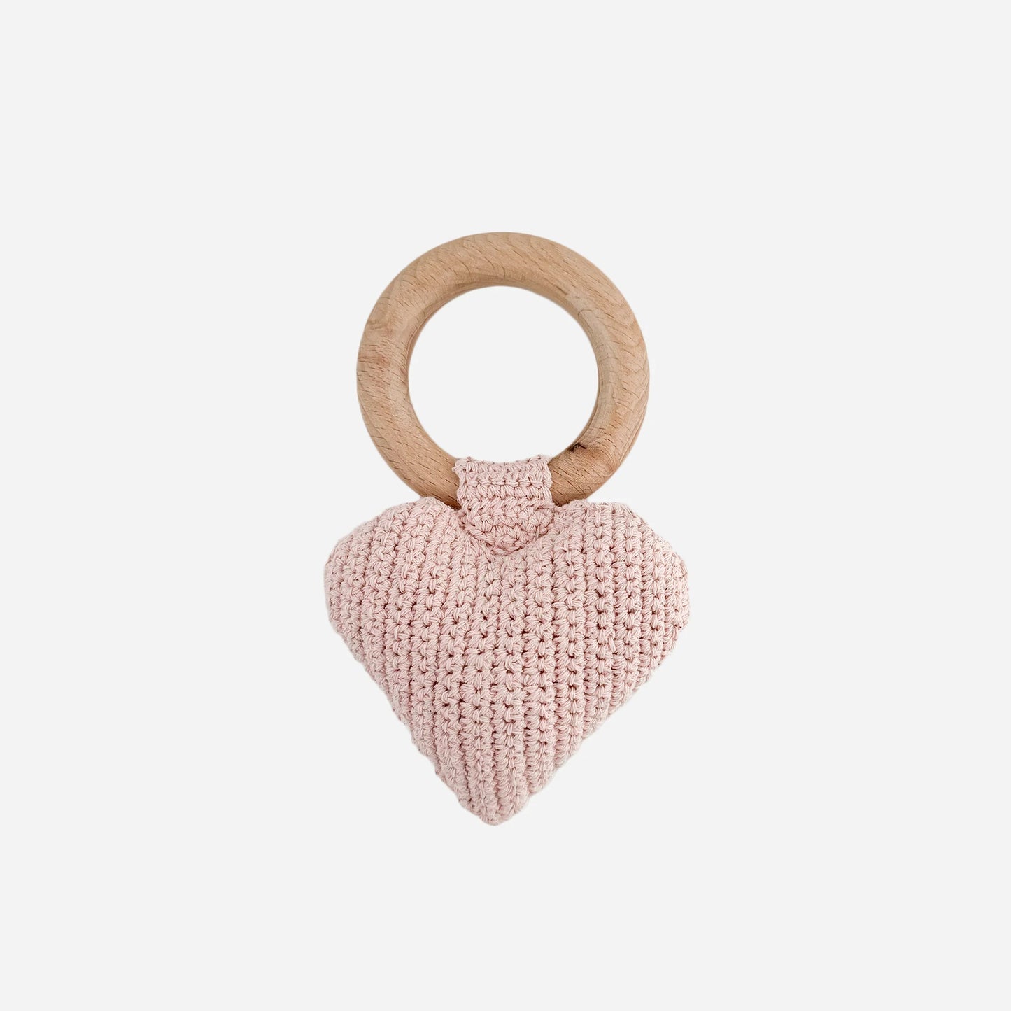 The Blueberry Hill Cotton Crochet Rattle Teether Heart
