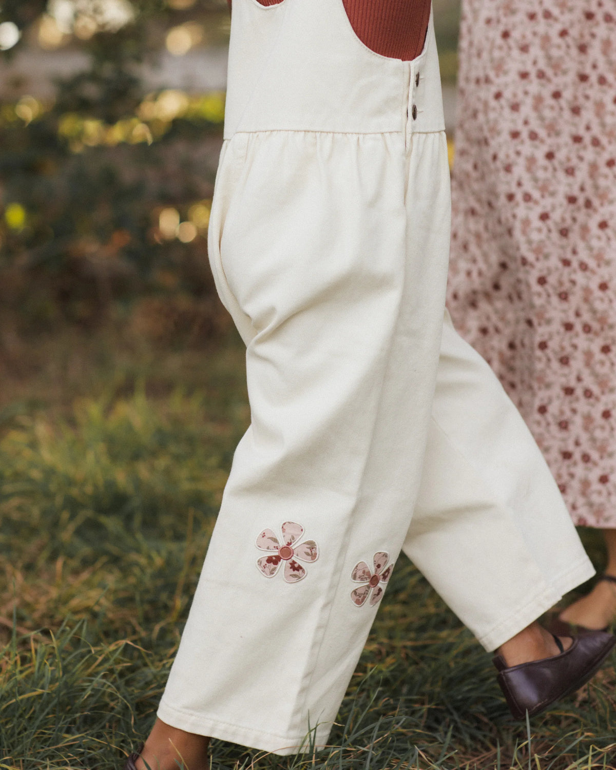 Rylee + Cru Wide Leg Overall Daisy Patches