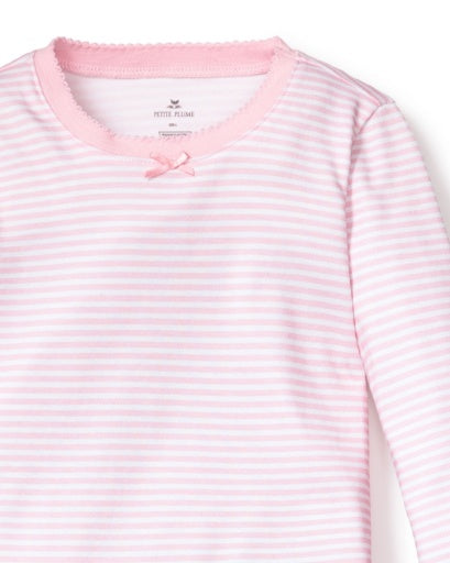 Petite Plume Kid's Pima Snug Fit Pajama Set - Pink Stripes