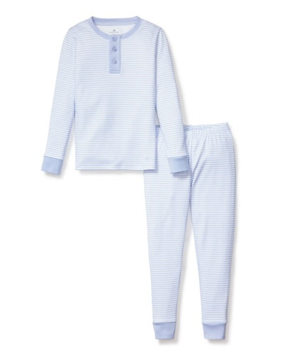 Petite Plume Kid's Pima Snug Fit Pajama Set - Blue Stripes