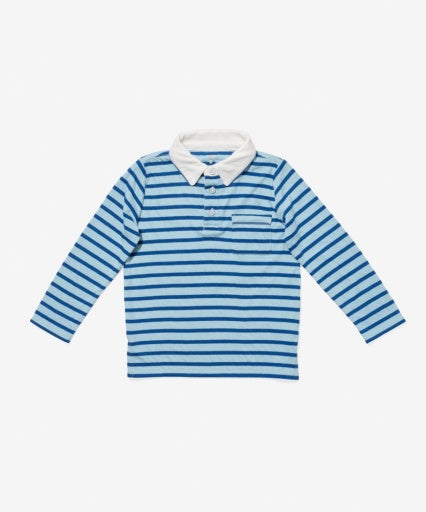 Oso & Me Parker Polo - Sky Blue Stripe