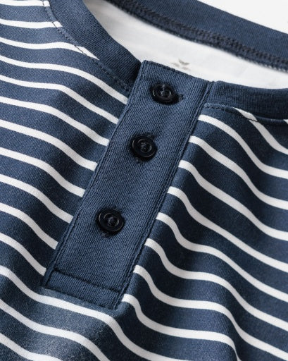 Petite Plume Kid's Pima Snug Fit Pajama Set - Navy Stripes