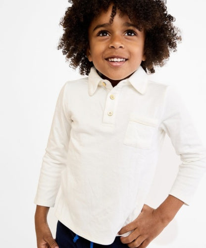 Oso & Me Parker Polo - Vanilla Piping