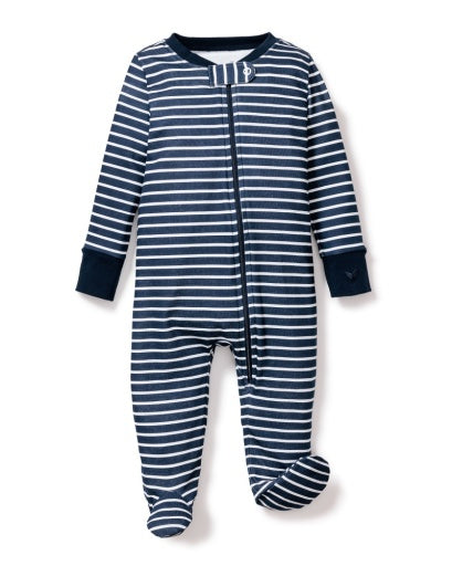 Petite Plume Baby's Pima Snug Fit Romper - Navy Stripes