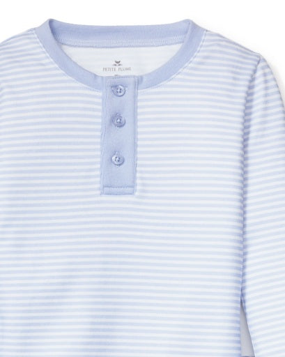 Petite Plume Kid's Pima Snug Fit Pajama Set - Blue Stripes